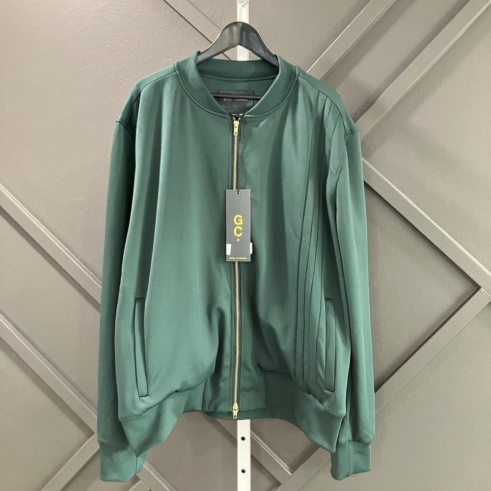 Good Counsel Jacket Men's Size XL Bomber Green Full Zip Gold Hardware NWT